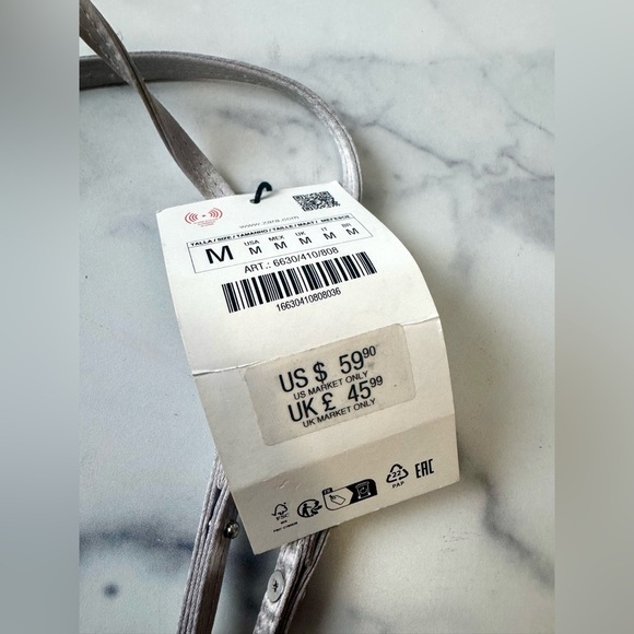 Zara Silver Rhinestone Evening Bag NWT | Sparkly Crossbody Clutch Party Purse - Picture 3 of 6